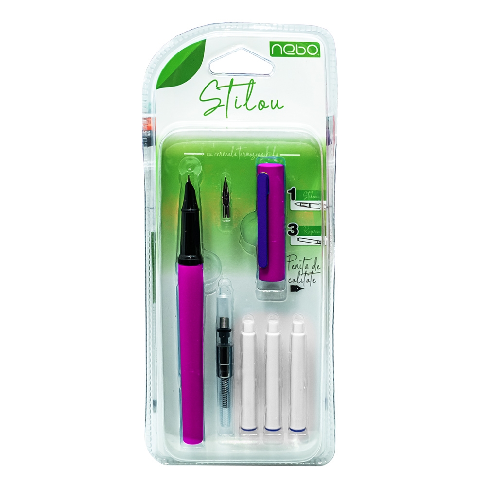 Stilou cu cerneala termosensibila + rezerve, blister - NEBO - imagine 6