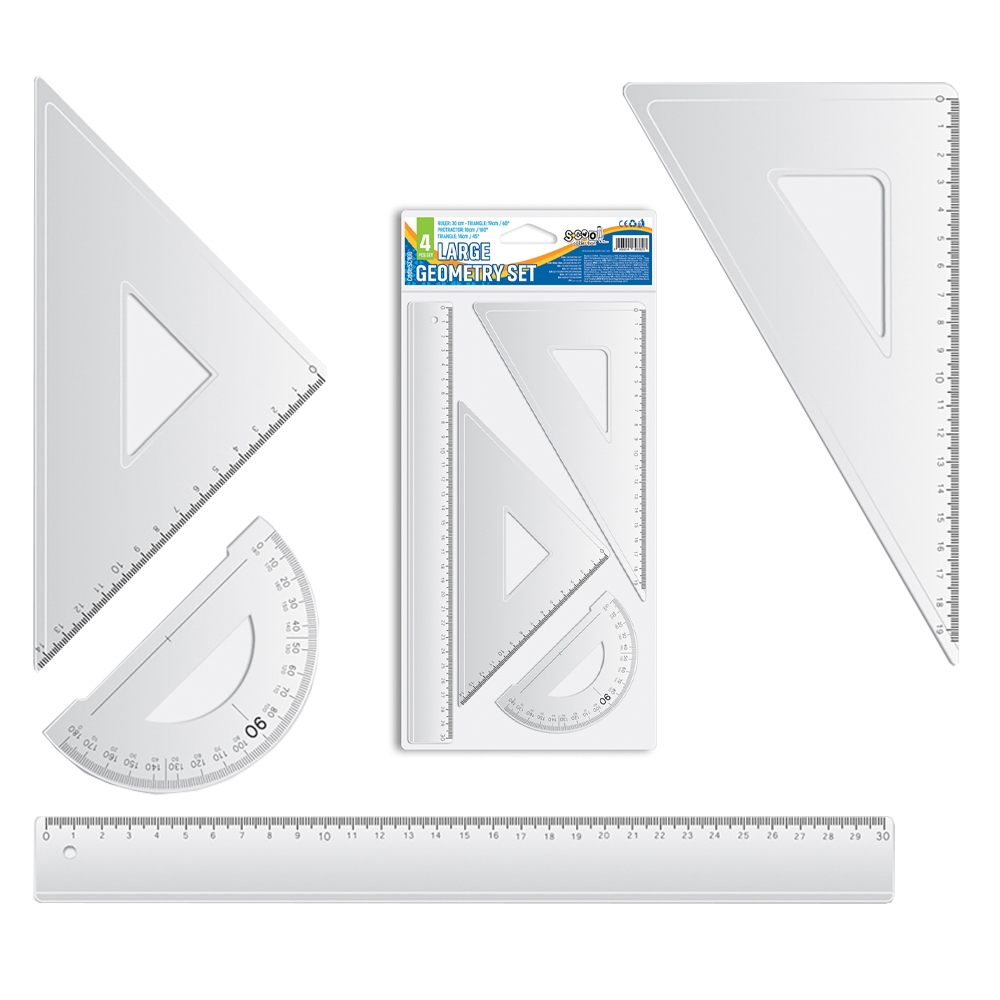 Trusa geometrie, 4 piese/set, liniar 30 cm - S-COOL - imagine 3