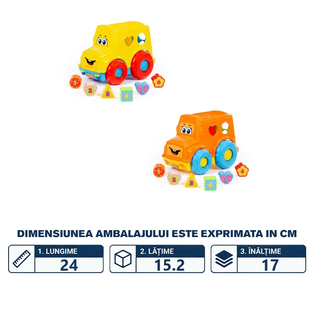Autobuz + cuburi educative, 23.5x15.2x17 cm, Polesie - imagine 2