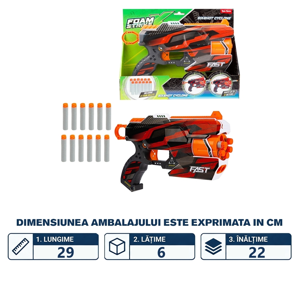 Pistol mecanic + 12 sageti, Foam Strikex - Toi-Toys - imagine 2