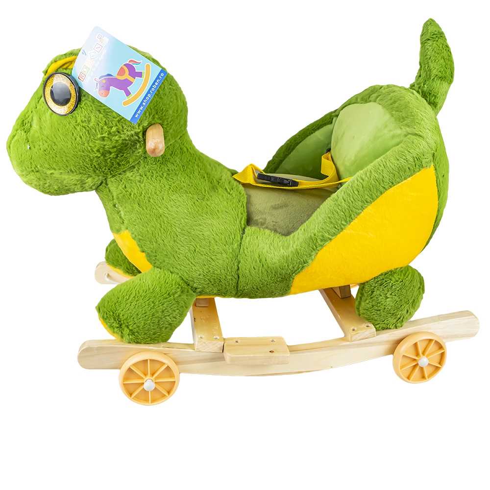 Balansoar pentru bebelusi, Dinozaur, lemn + plus, cu rotile - imagine 2