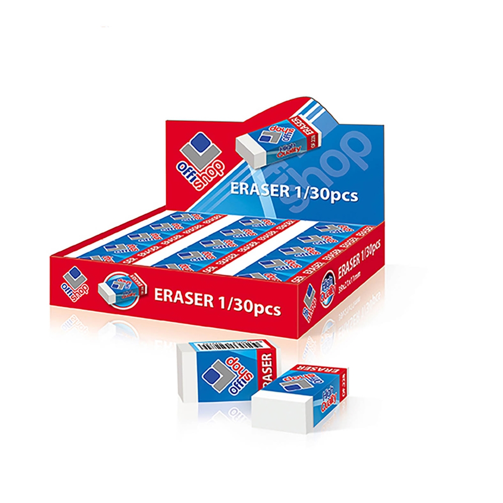Radiera alba, 3.9x2.1x1.1 cm, 30 buc/cutie - OFFISHOP