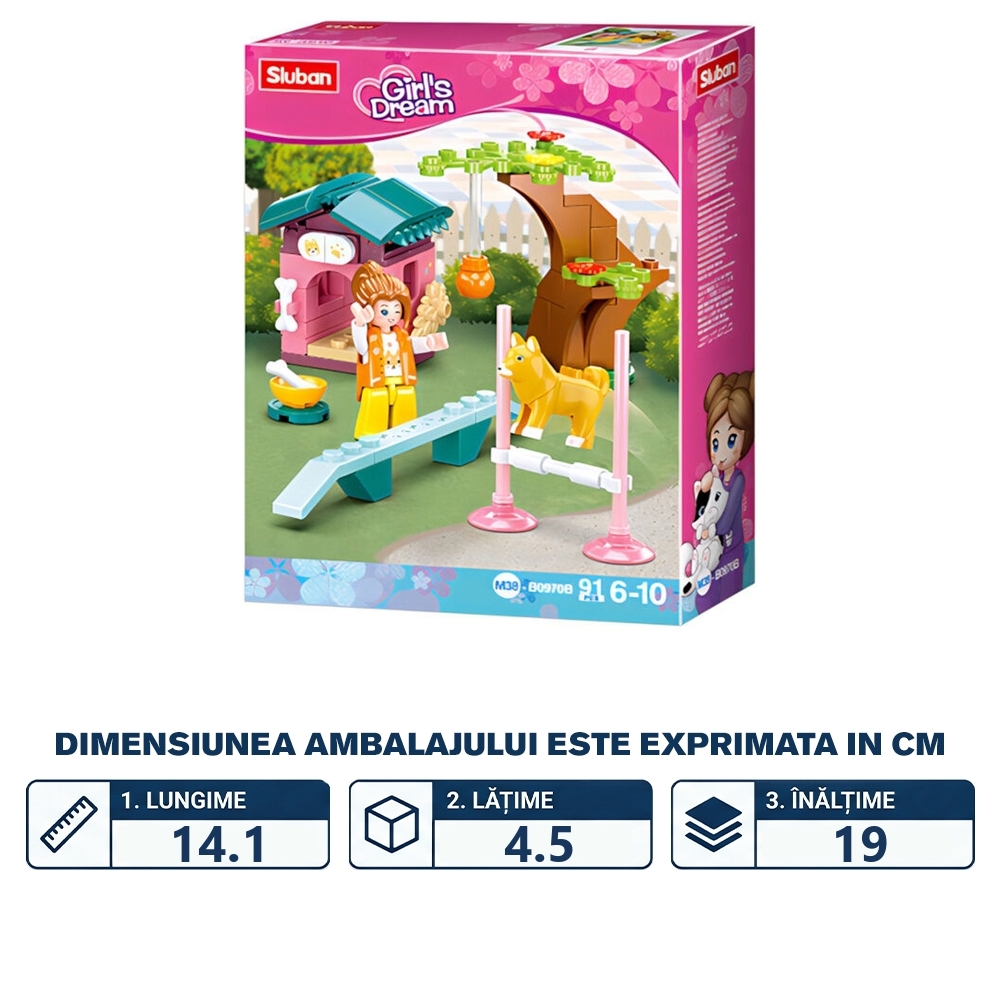 Set de constructie Girl's Dream, 91 piese, Teren dresaj catei - Sluban - imagine 2