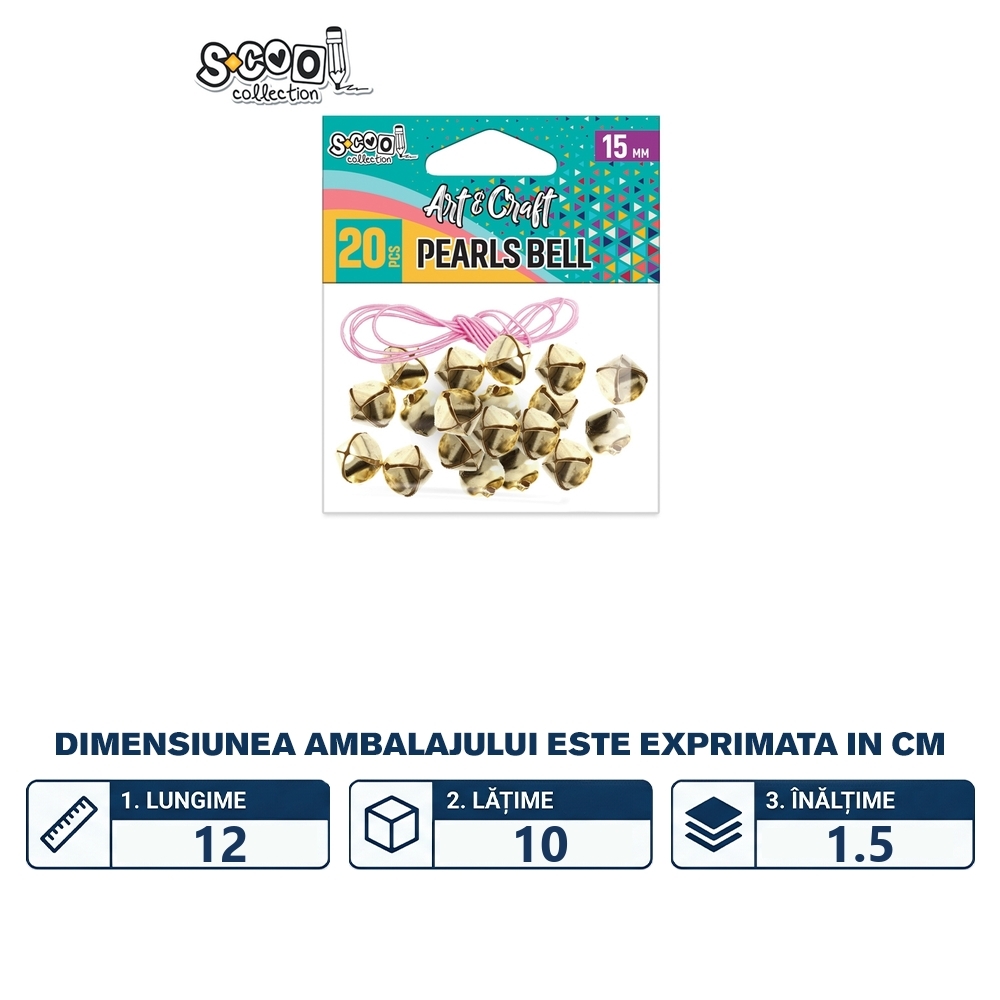 Accesorii craft, clopotei aurii, 15 buc/set - S-COOL - imagine 2