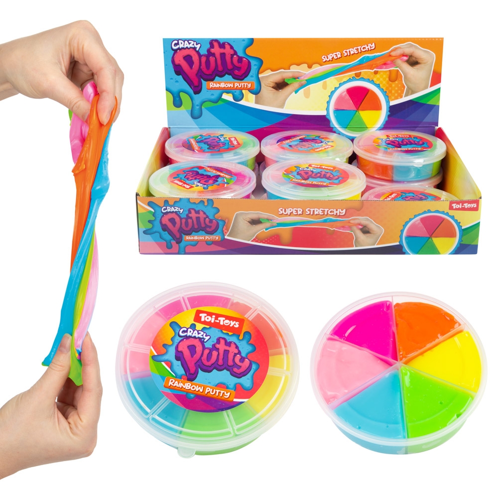 Putty saltaret, curcubeu, 6 culori/set - Toi-Toys