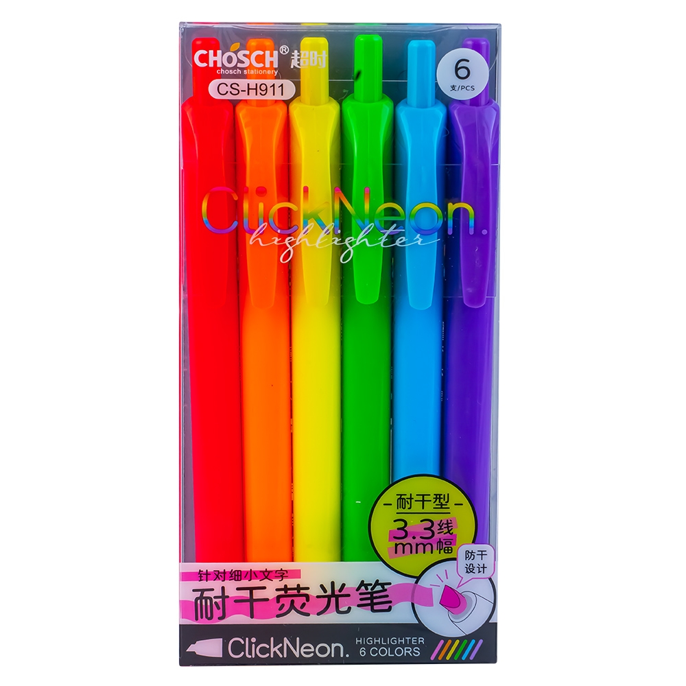 Text marker neon, 3.3 mm, 6 culori/set - Chosch - imagine 5