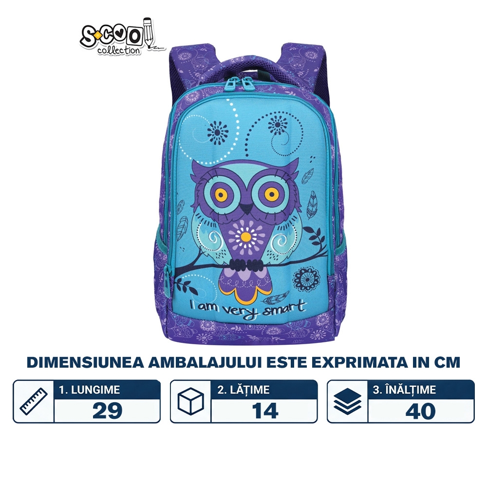 Ghiozdan ergonomic, 40x29x14 cm, OWL - S-COOL - imagine 2