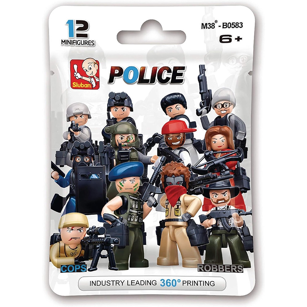 Set de constructie Police, Eroii legii si Raufacatorii, 1 figurina/plic, 48 plicuri/display - Sluban - imagine 3