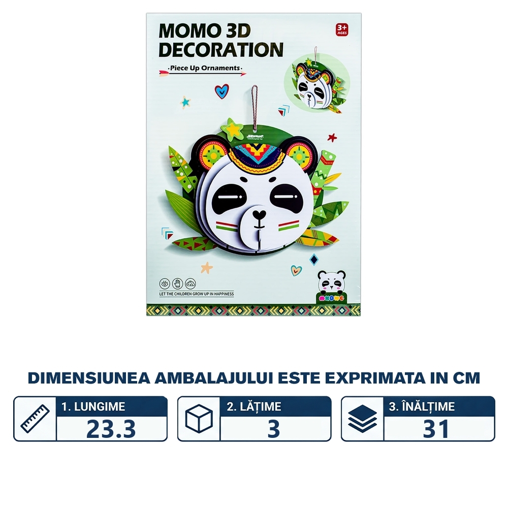 Decoratiune urs panda 3D - DIY - imagine 2