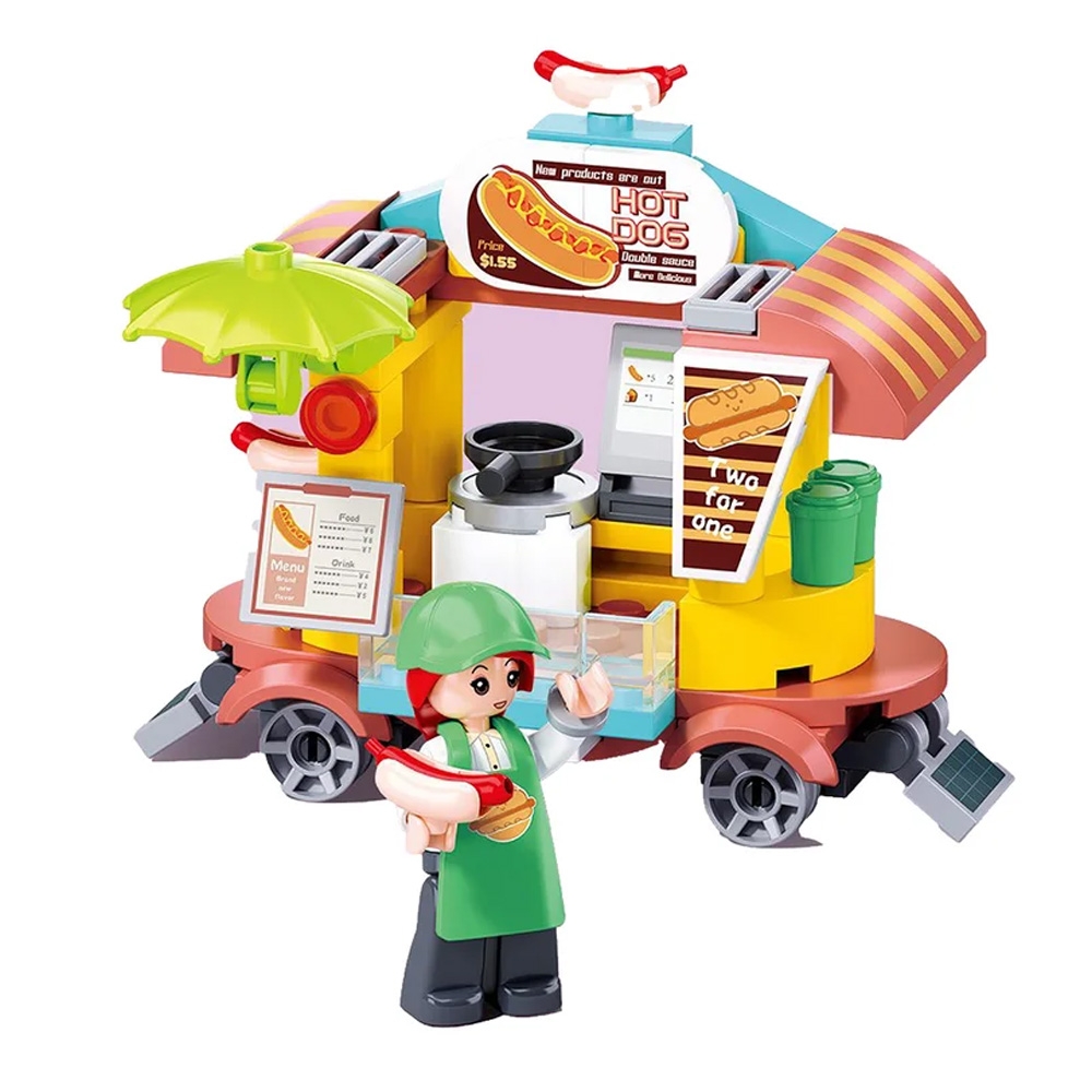 Set de constructie Metropolis, 81 piese, Food truck - Sluban - imagine 2