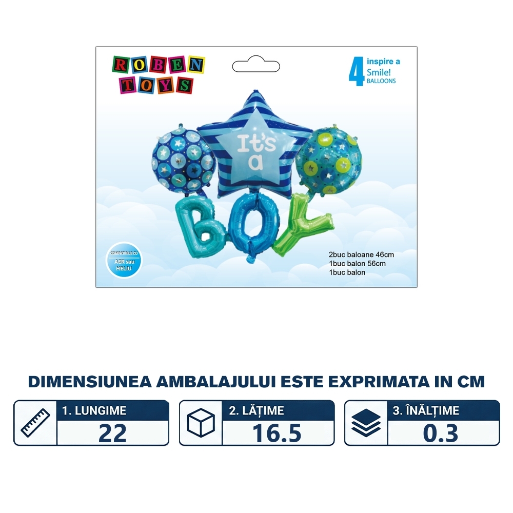 Balon, folie aluminiu, It's a boy - imagine 2
