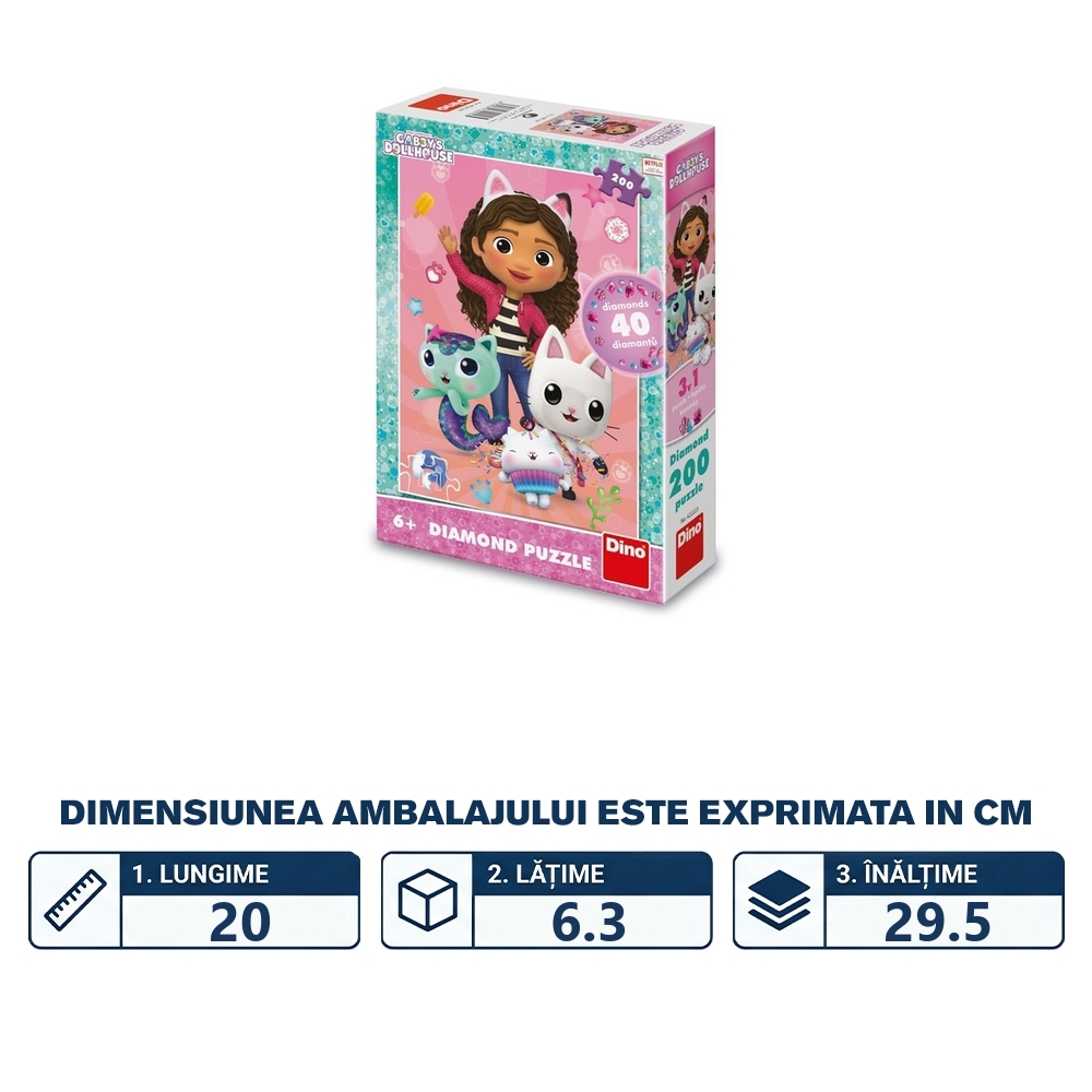 Puzzle 200 piese, Casa de papusi a lui Gabby - DINO TOYS - imagine 2