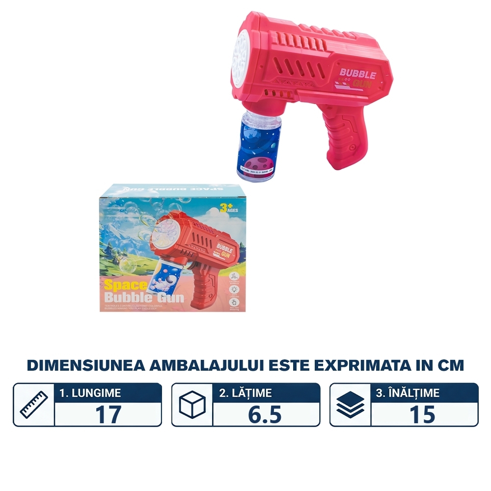 Pistol baloane de sapun, cu baterii - imagine 2