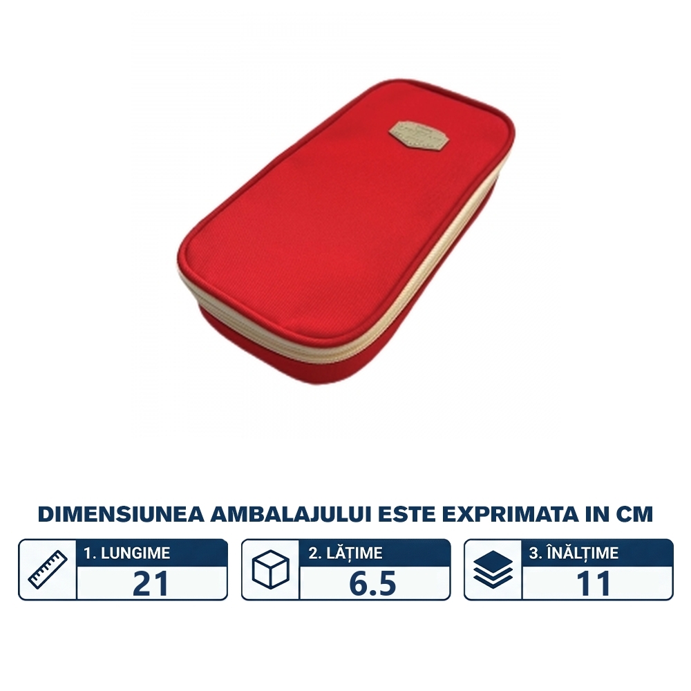 Penar borseta Urban, 2 fermoare, RED, 21X6.5X11CM - S-COOL - imagine 2