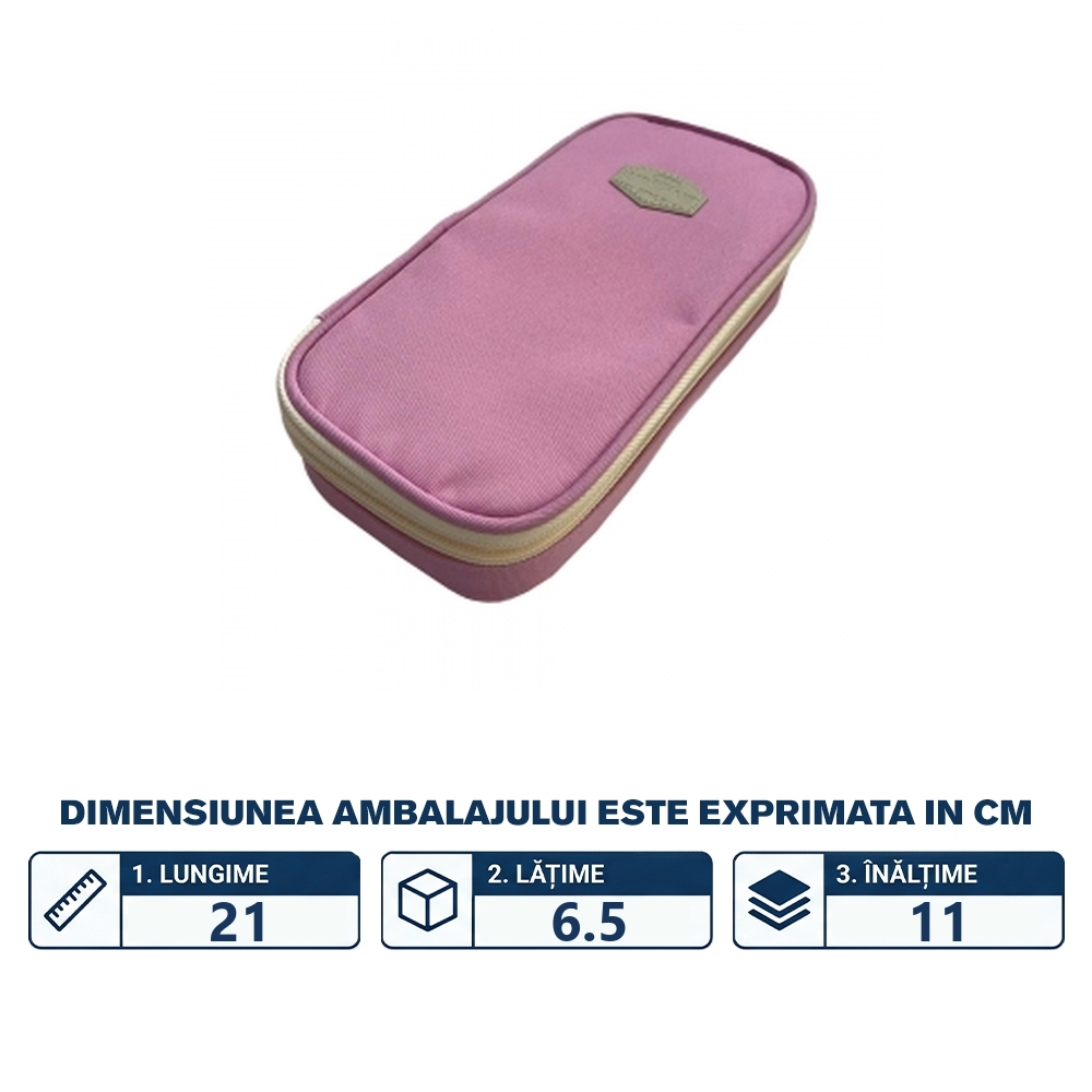 Penar borseta Urban, 2 fermoare, PINK, 21X6.5X11CM - S-COOL - imagine 2