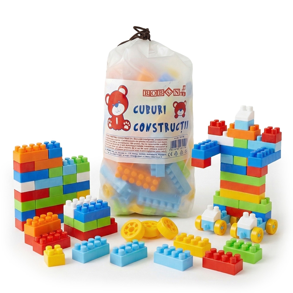 Cuburi constructii ambalaj mic, 160 piese/285g - ROBENTOYS