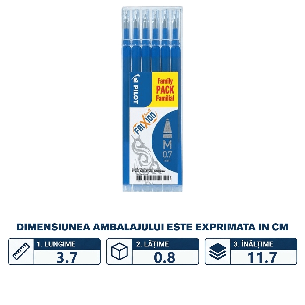 Rezerve Roller Frixion Ball, 0.7mm, albastre, 6 buc/set - PILOT - imagine 2