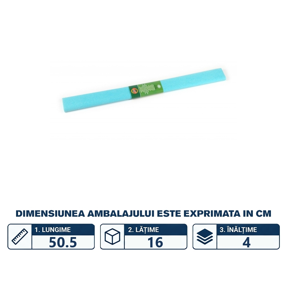 Hartie creponata, 200x50cm, Bleu Ciel, 10 buc/set - Koh-I-Noor - imagine 2