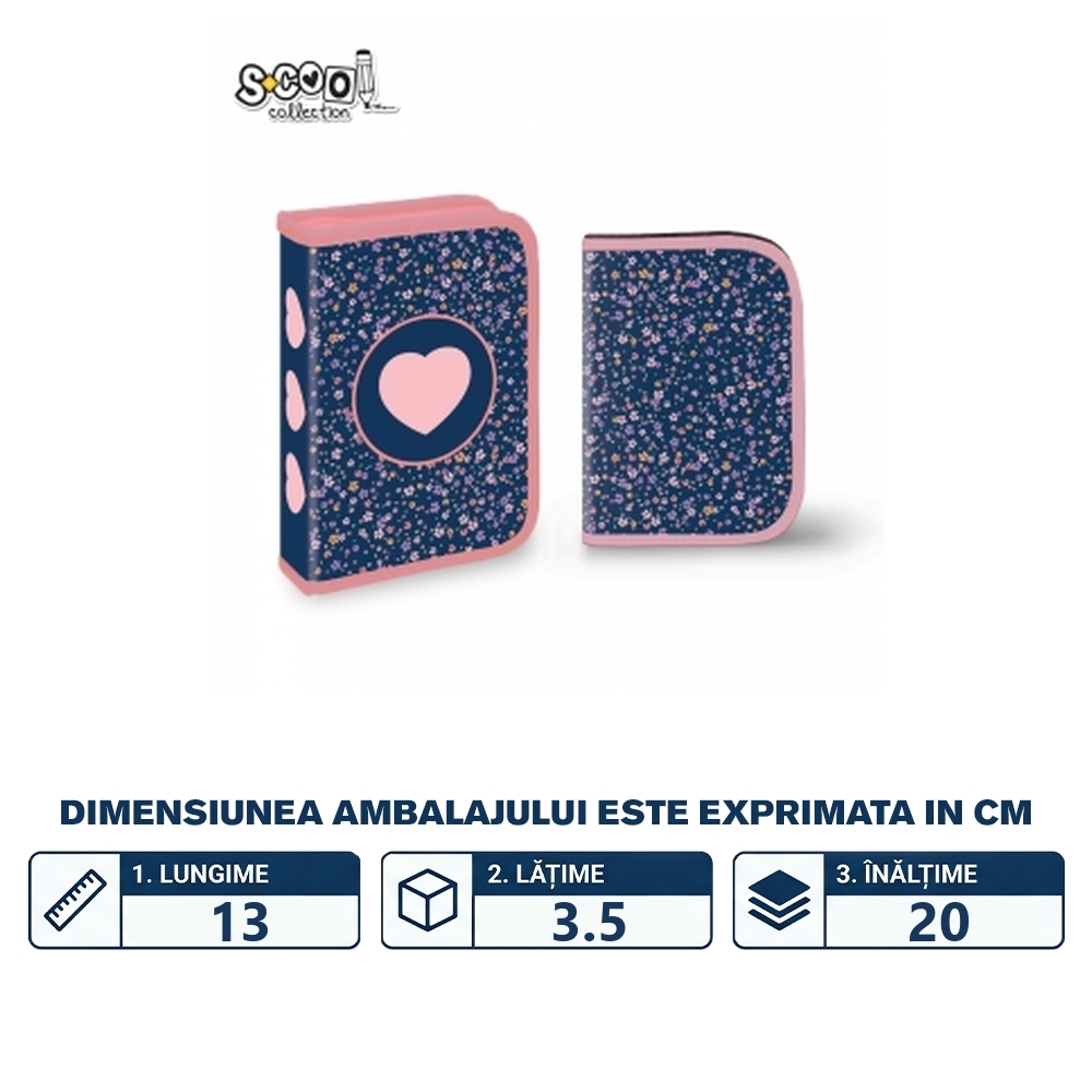 Penar neechipat, 1 fermoar, 2 extensii, PINK HEART - S-COOL - imagine 2