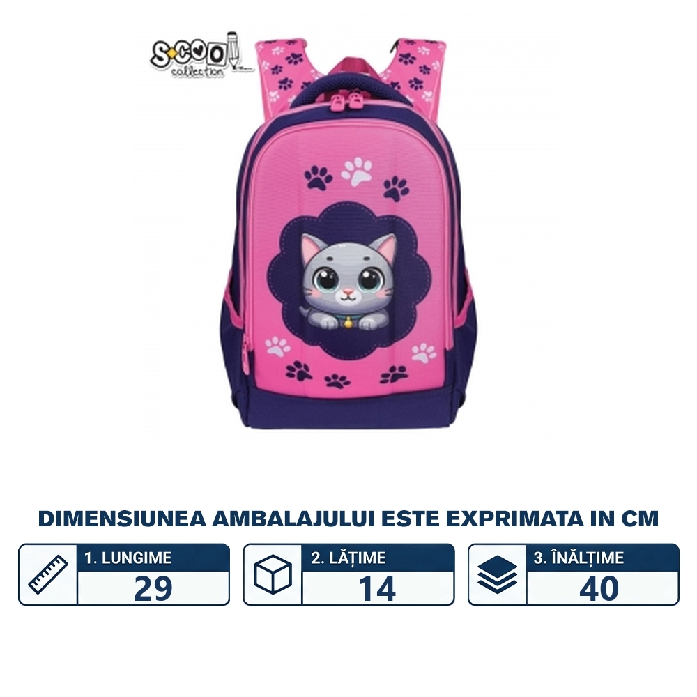 Ghiozdan ergonomic, 40x29x14 cm, THINK PINK - S-COOL - imagine 2