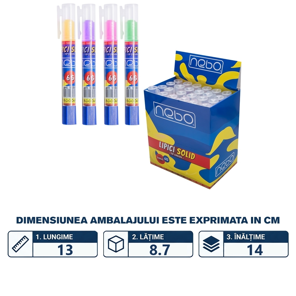 Lipici solid, tip creion, 6g - NEBO - imagine 2