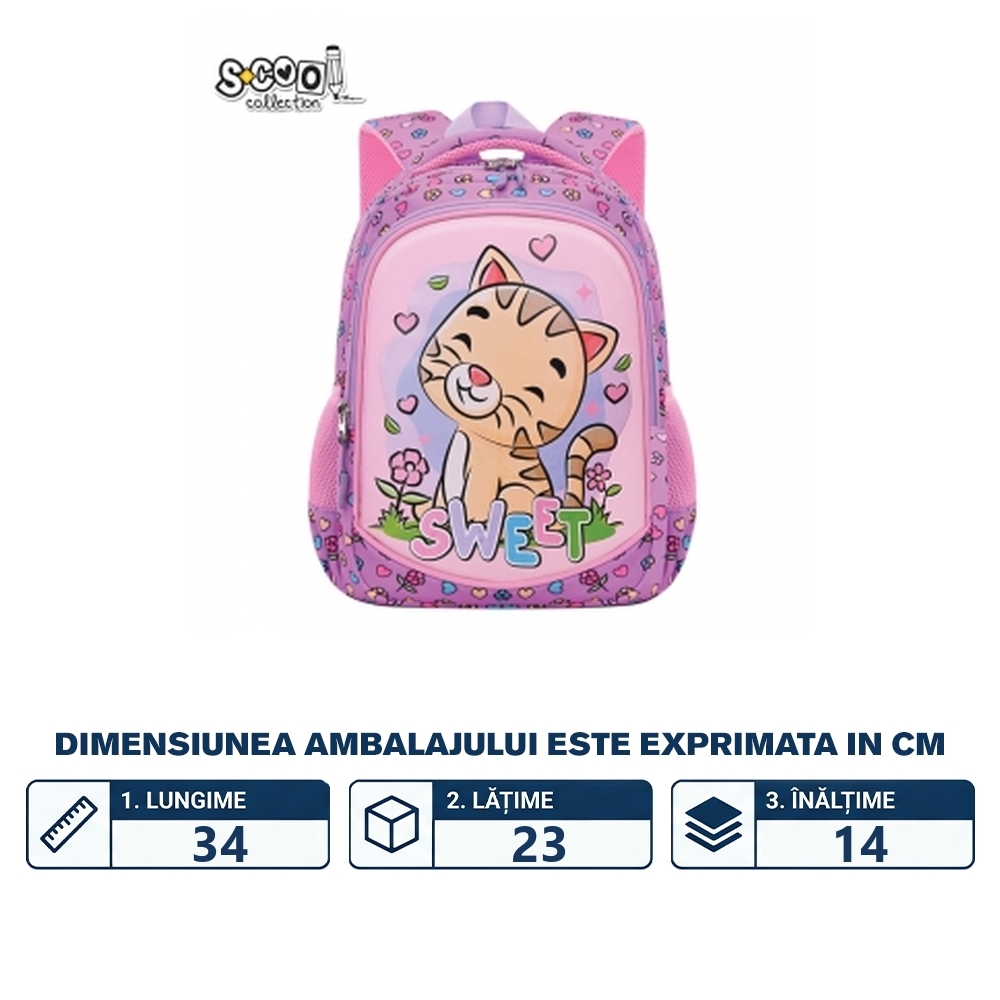 Ghiozdan gradinita, 34x23x14 cm, SWEET - S-COOL - imagine 2