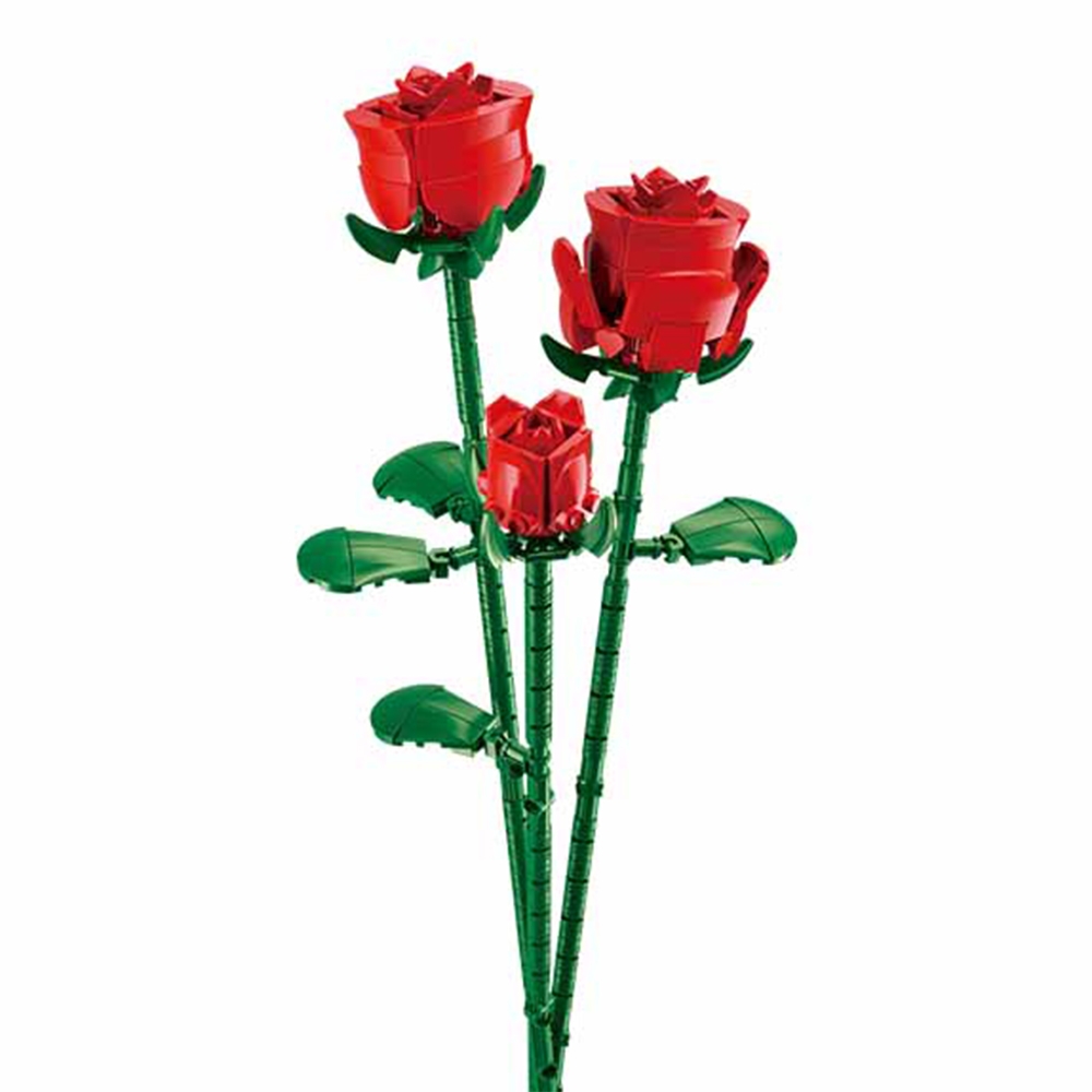Set de Constructie Flowers, 258 piese, Trandafir Rosu - Sluban - imagine 5