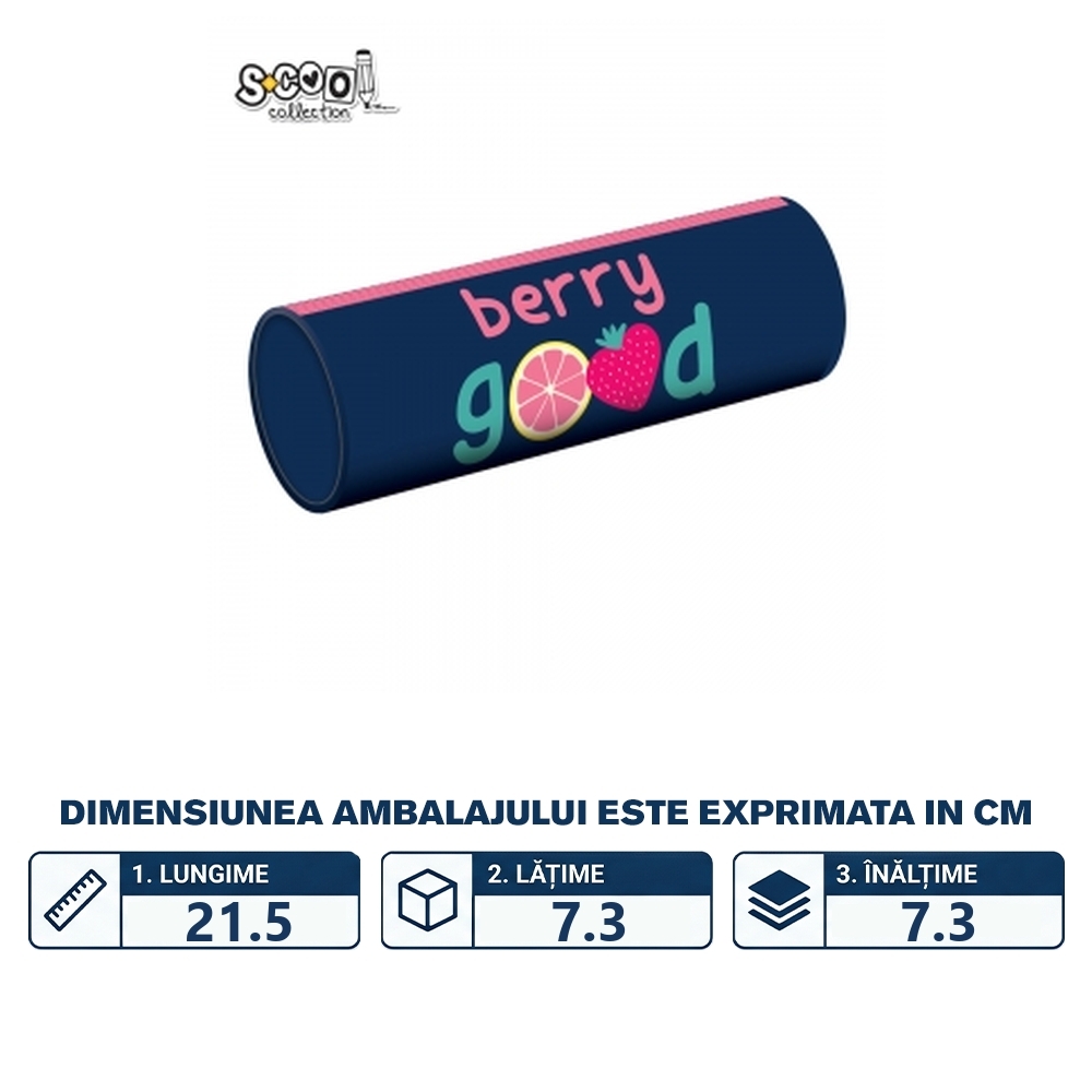 Penar borseta tubular, 1 fermoar, BERRY GOOD, 21.5x7.3 cm - S-COOL - imagine 2