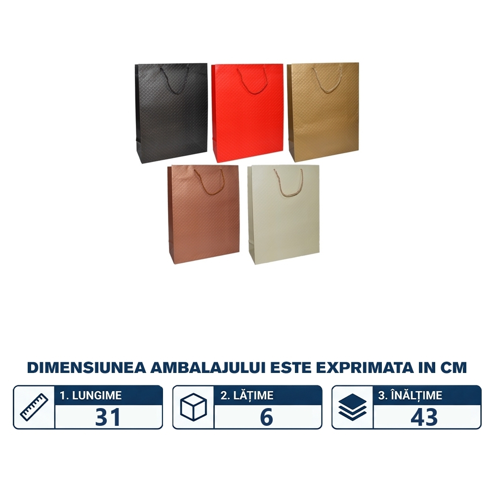 Punga cadou unicolora premium 30x42x12 cm - imagine 2