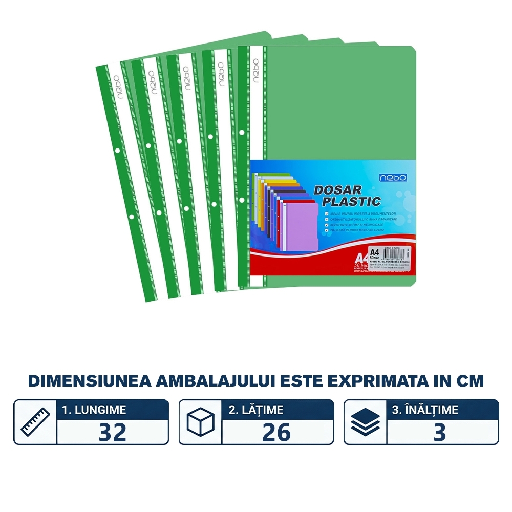 Dosar plastic A4, Verde - NEBO - imagine 2