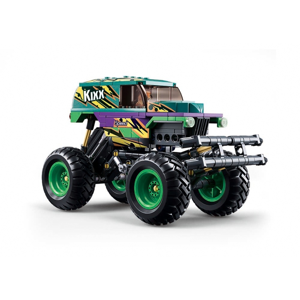 Set de constructie Power bricks, 252 piese, Monster-truck, pull back mecanism - Sluban - imagine 3