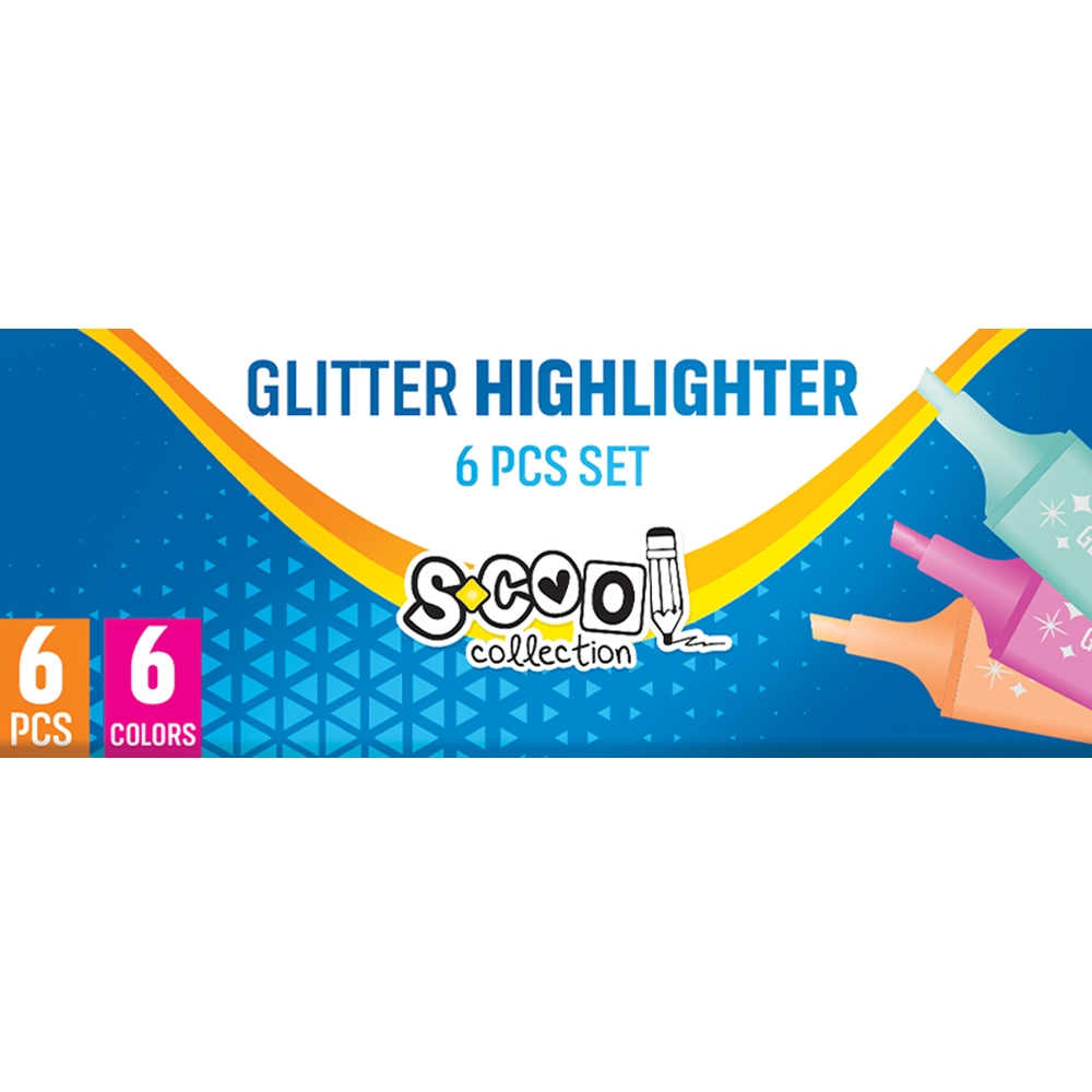 Text markere cu sclipici, 6 cul/set - S-COOL - imagine 3