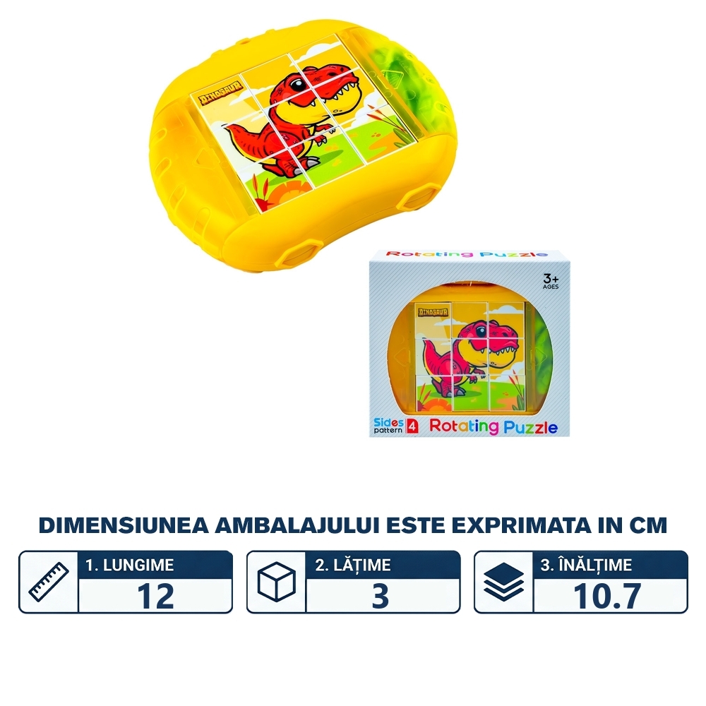 Puzzle educativ, cu 4 fete, Dinozaur - imagine 2