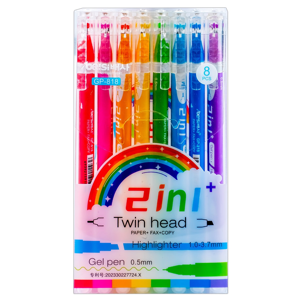 Pix cu gel + text marker, 2 capete, 8 culori/set - imagine 5