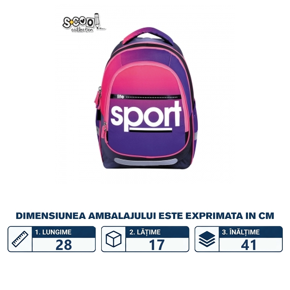 Ghiozdan anatomic light, 41x28x17 cm, SPORT - S-COOL - imagine 2