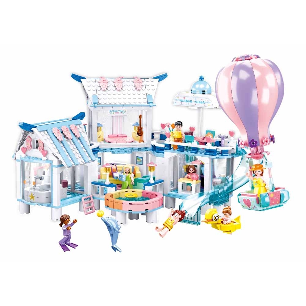 Set de constructie Girl's dream, 938 piese, Vila de vacanta, cu piscina - Sluban - imagine 2