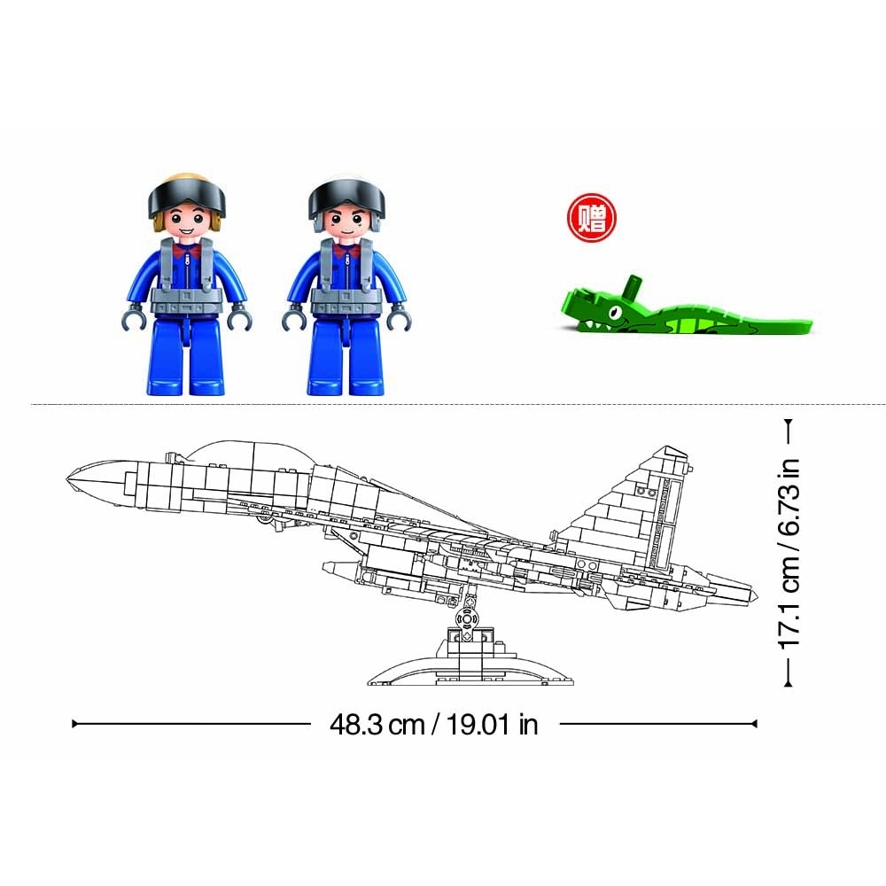 Set de constructie Machete, 1041 piese, Avion de vanatoare J-16 1:44 - Sluban - imagine 3