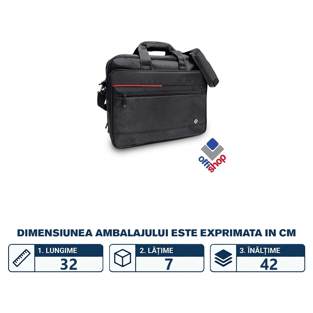 Geanta laptop, neagra, 40x14x30 cm - OFFISHOP - imagine 2