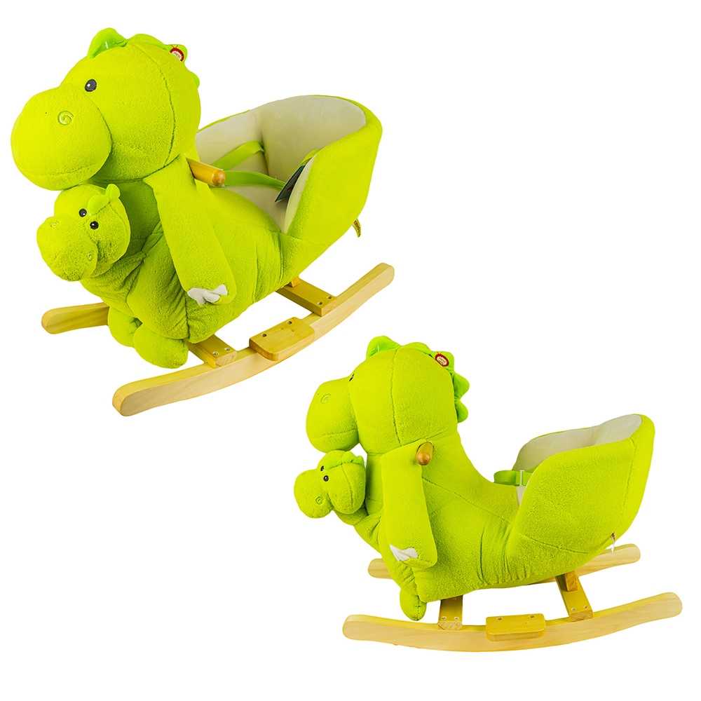 Balansoar pentru bebelusi, Dinozaur, lemn + plus, 60x34x45 cm - imagine 4
