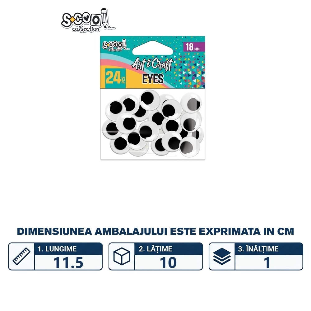 Accesorii craft, ochisori, 18 mm, 24 buc/set - S-COOL - imagine 2