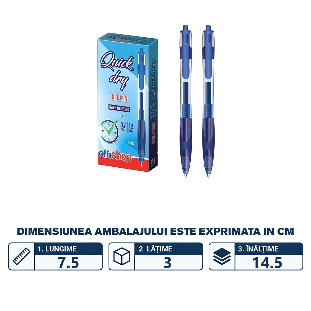 Pix cu gel/mecanism, 12 buc/set - OFFISHOP - imagine 2