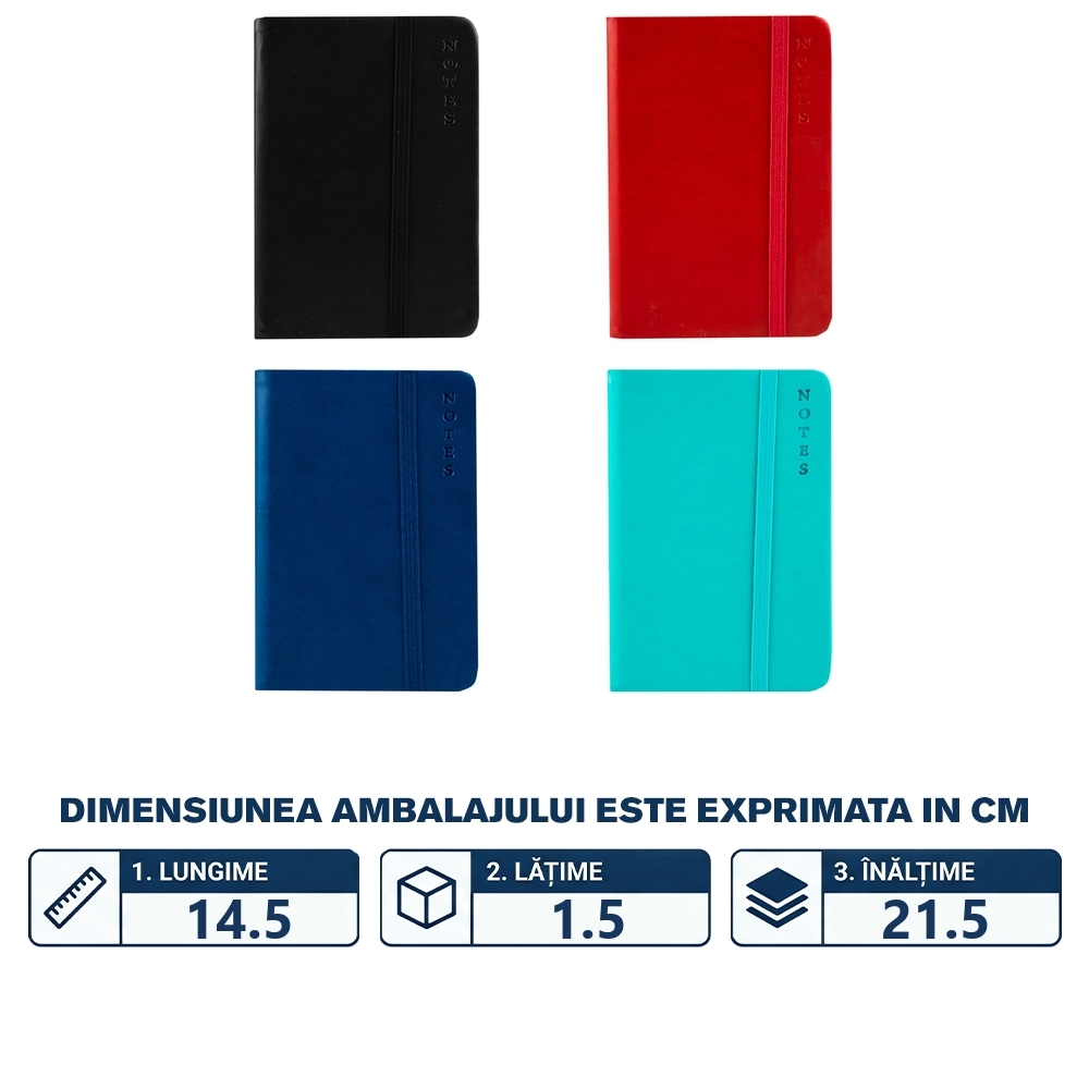 Notes A5, PU, cu elastic, 80 file, Diverse culori - imagine 2