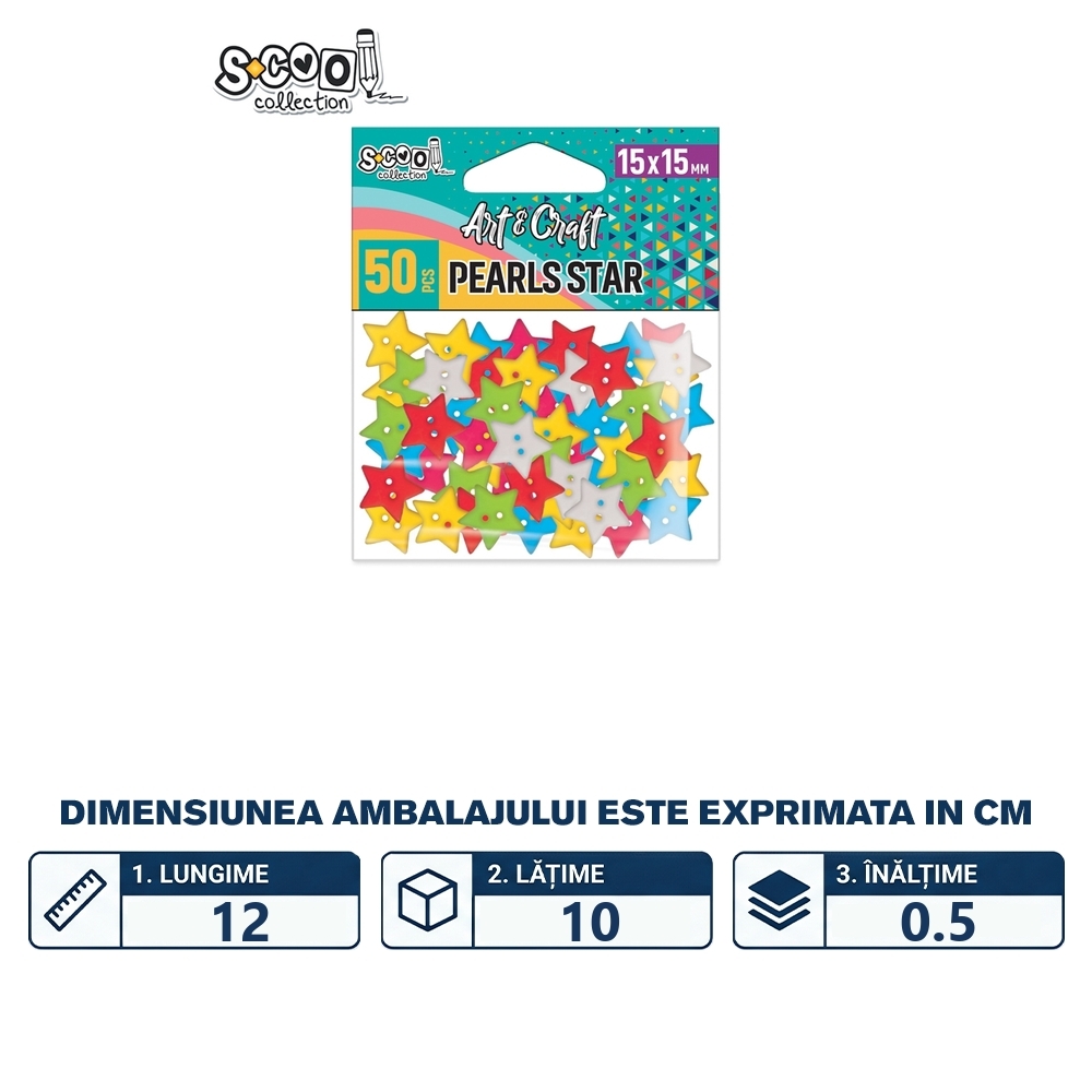 Accesorii craft, stelute, diverse modele, 50 buc/set - S-COOL - imagine 2