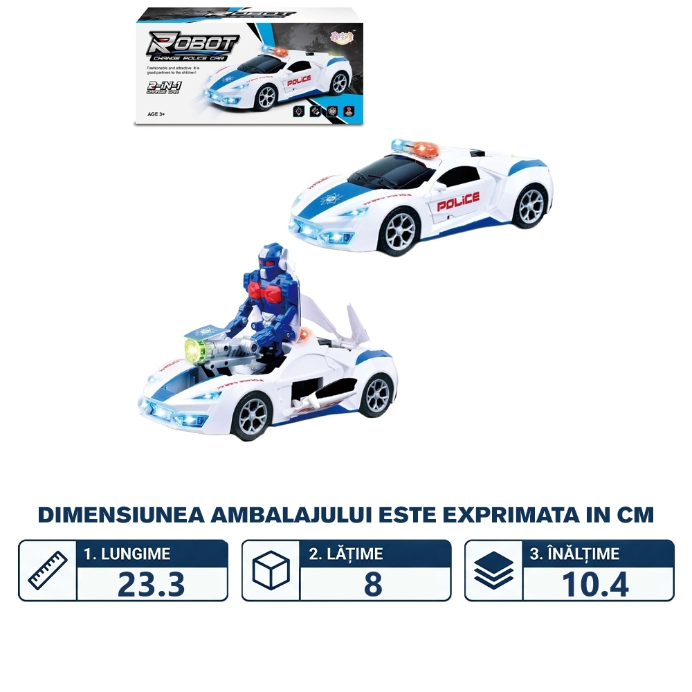 Robot transformabil, Supercar, cu baterii - imagine 2
