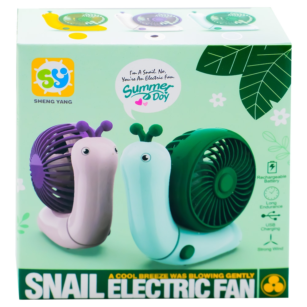 Ventilator portabil pentru copii, incarcare USB, Melc - imagine 4