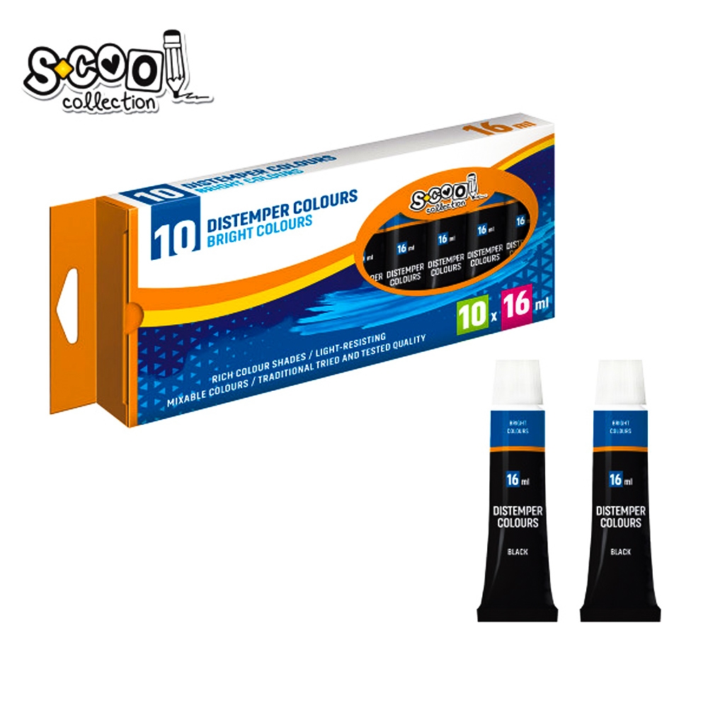 Tempera neagra, 16 ml, 10 buc/set - S-COOL