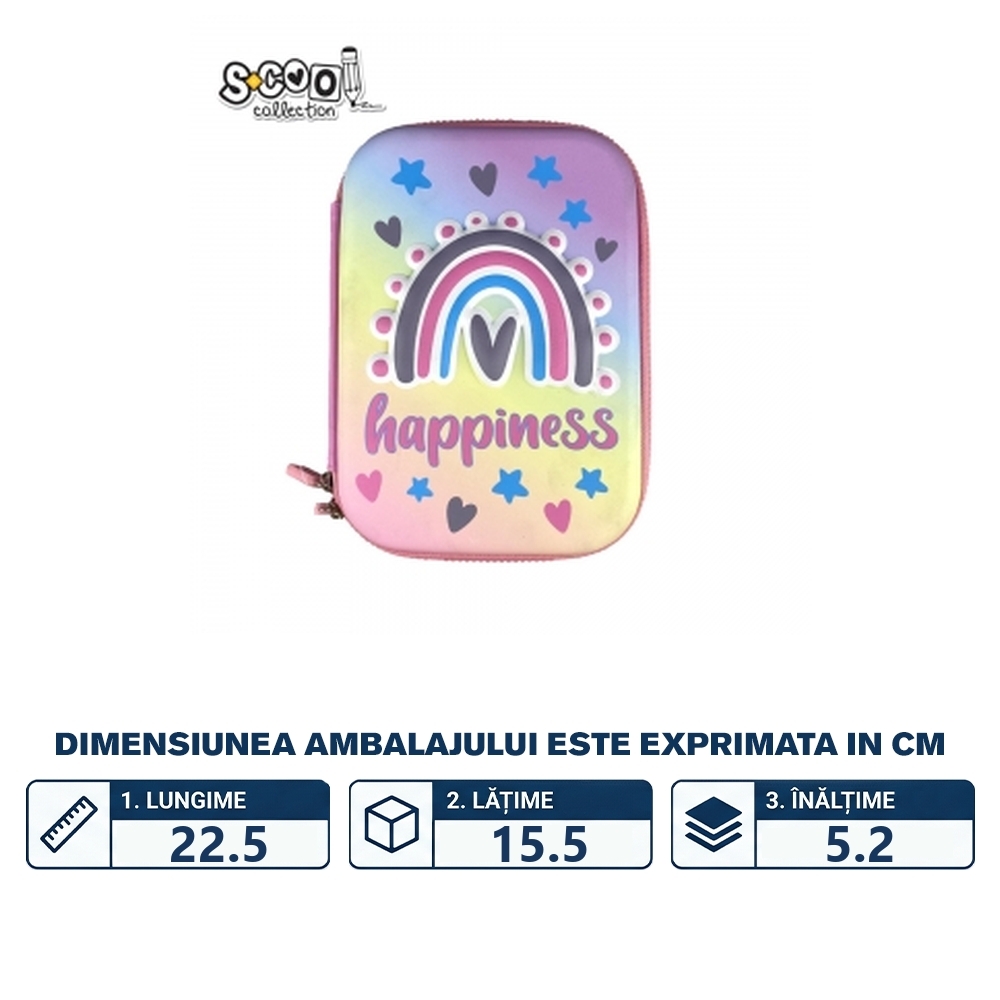 Penar neechipat 3D, HAPPINESS, 22.5x15.5x5.2 cm - S-COOL - imagine 2