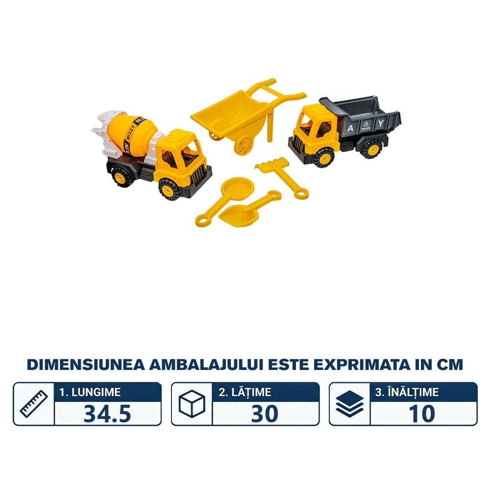 Camion constructii + cifa si accesorii, 6 piese/set - imagine 2