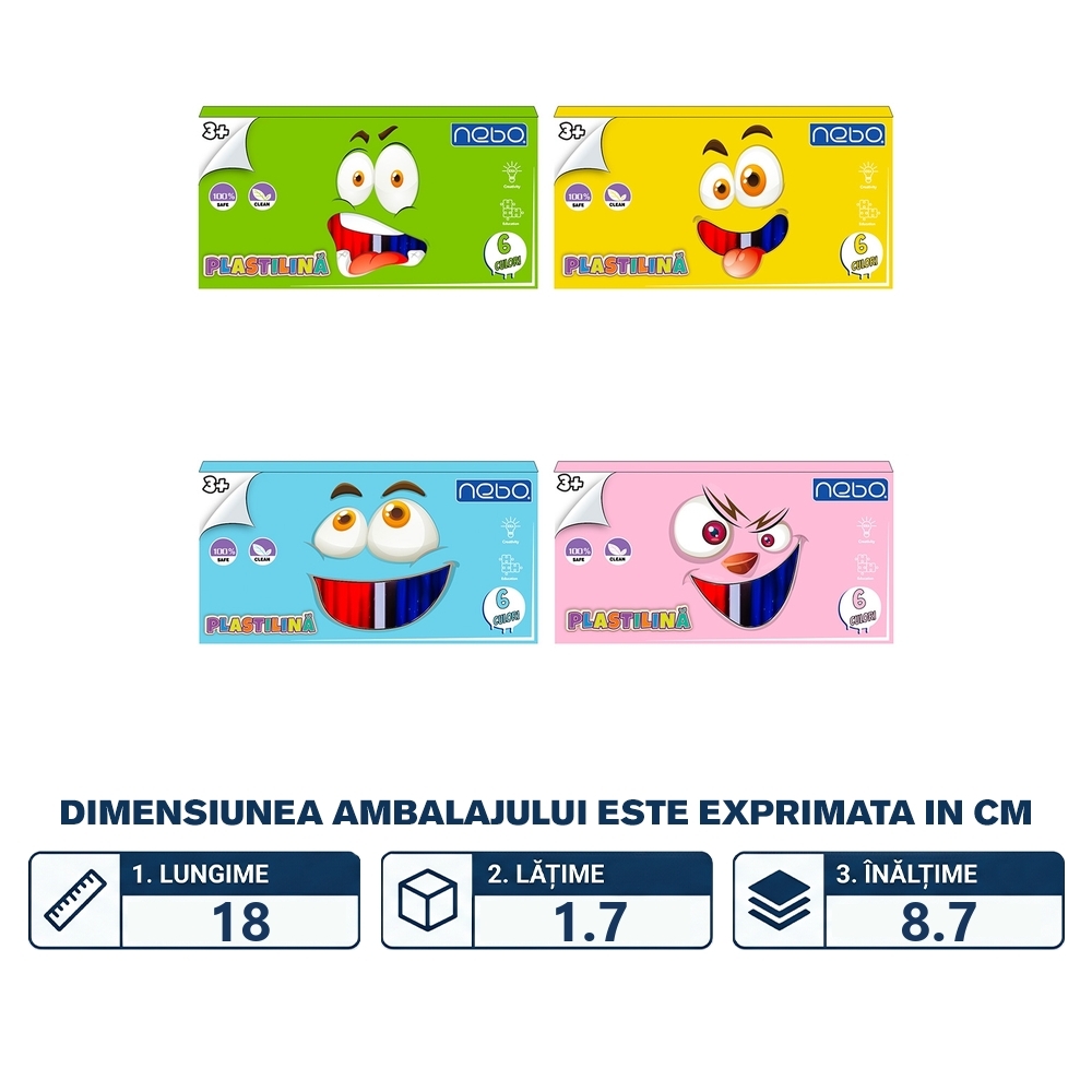 Plastilina 6 culori, 120g, in cutie - NEBO - imagine 2