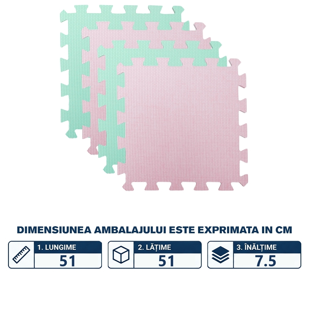 Covoras buretat, 50x50 cm, 4 buc/set - imagine 2